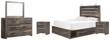 Load image into Gallery viewer, Drystan Queen Panel Bed with 4 Storage Drawers with Mirrored Dresser and 2 Nightstands
