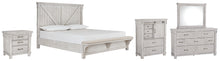 Load image into Gallery viewer, Brashland Queen Panel Bed with Mirrored Dresser, Chest and Nightstand
