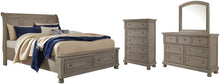 Load image into Gallery viewer, Lettner Queen Sleigh Bed with 2 Storage Drawers with Mirrored Dresser and Chest
