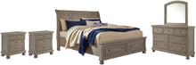 Load image into Gallery viewer, Lettner Queen Sleigh Bed with 2 Storage Drawers with Mirrored Dresser and 2 Nightstands
