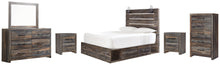 Load image into Gallery viewer, Drystan Queen Panel Bed with 4 Storage Drawers with Mirrored Dresser, Chest and 2 Nightstands
