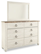 Load image into Gallery viewer, Willowton California King Panel Bed with Mirrored Dresser and 2 Nightstands
