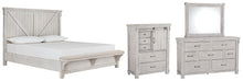 Load image into Gallery viewer, Brashland Queen Panel Bed with Mirrored Dresser and Chest
