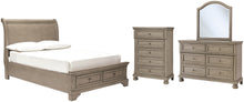 Load image into Gallery viewer, Lettner Full Sleigh Bed with Mirrored Dresser and Chest

