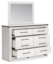 Load image into Gallery viewer, Schoenberg Queen Panel Bed with Mirrored Dresser and Chest
