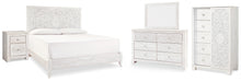Load image into Gallery viewer, Paxberry King Panel Bed with Mirrored Dresser, Chest and Nightstand
