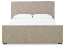 Load image into Gallery viewer, Dakmore Queen Upholstered Bed with Mirrored Dresser and 2 Nightstands
