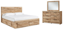 Load image into Gallery viewer, Hyanna Queen Panel Storage Bed with Mirrored Dresser
