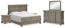 Load image into Gallery viewer, Lexorne King Sleigh Bed with Mirrored Dresser and 2 Nightstands

