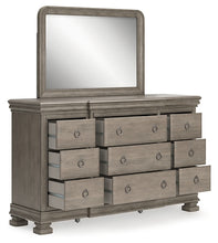 Load image into Gallery viewer, Lexorne King Sleigh Bed with Mirrored Dresser and 2 Nightstands
