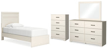 Load image into Gallery viewer, Stelsie Twin Panel Bed with Mirrored Dresser and Chest
