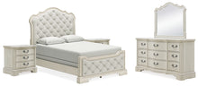 Load image into Gallery viewer, Arlendyne Queen Upholstered Bed with Mirrored Dresser and 2 Nightstands
