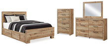 Load image into Gallery viewer, Hyanna Queen Panel Bed with Storage with Mirrored Dresser and Chest
